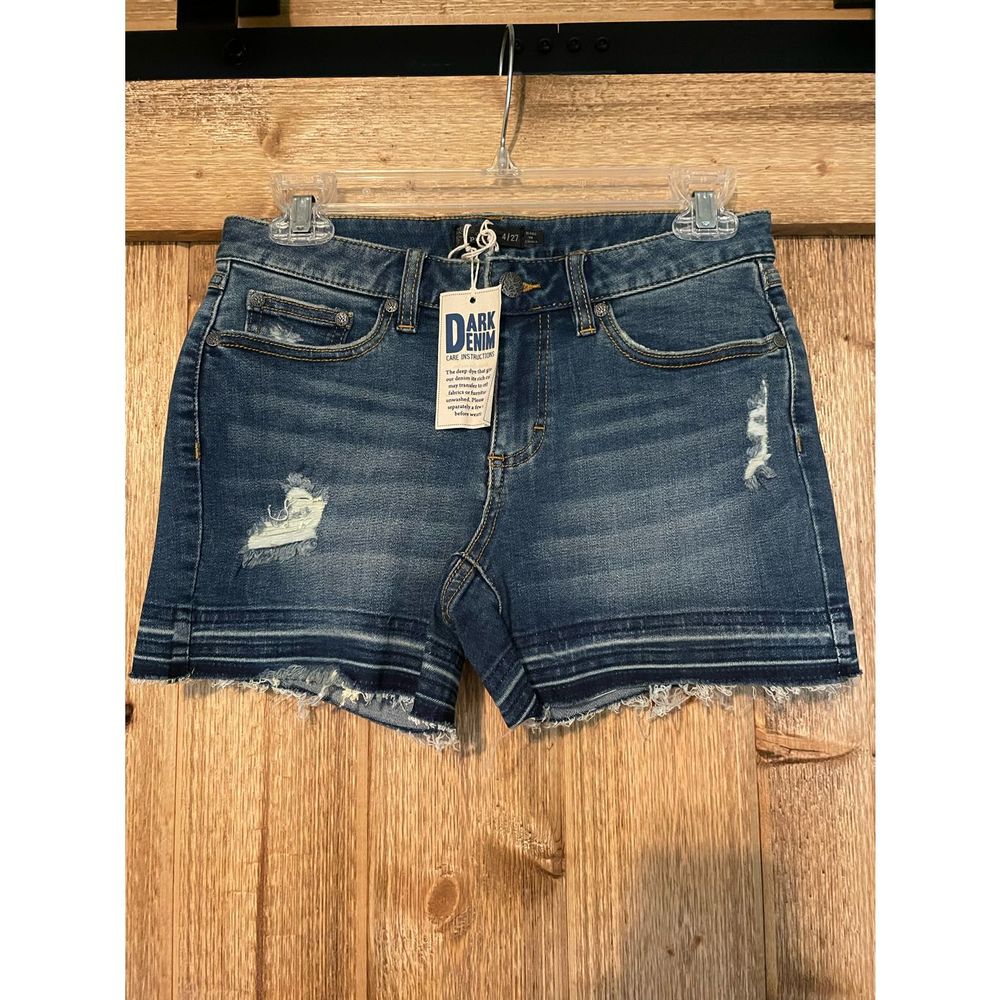 PrAna London shorts denim raw hem distressed shorts size 4/27